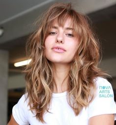 Shag Haircut with Bangs for Long Hair Shaggy Layered Haircut, Shag Layered Hairstyles, Pale Skin Hair Color, Long Shag Hairstyles, Curly Shag Haircut, Medium Shag Haircuts, Long Shag Haircut, Shag Hairstyles, Shag Haircut