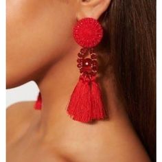 All Colors Available. Tassel Earrings, All Colors, Orange Red, Lady In Red, Color Orange, All The Colors, Tassels, Jewelry Earrings, Women Jewelry