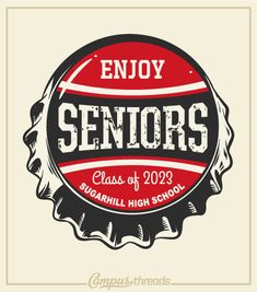 the logo for seniors high school, which is red and black with white lettering on it