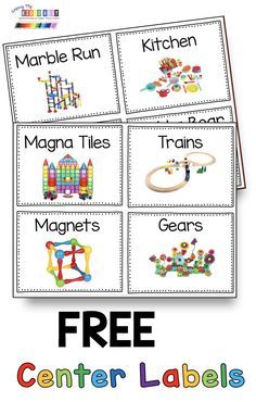 free printable center labels for children to use