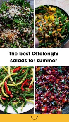 a collection of recipe images from Ottolenghi, including a fragrant rice salad, a mango and chickpea salad, and a pomegranate and tomato salad. Ottolenghi Salad, Homemade Jaffa Cakes, Salads For Summer, Delicious Salad Recipes, Best Salads, Chef Salad Recipes