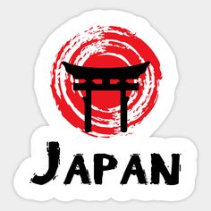 the word japan in front of a red and white circle