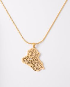 Calligraphy poem verse: "I can not stop loving my country even though it was very harsh on me "in arabic: بلادي وإن جارت عليّ عزيـزةHandmade 18K GOLD PLATED925 SILVERHandmadechain size: 40 CM + 5 CM MASK INCLUDED WITH PURCHASEReturns are accepted if you're not satisfied.CIPO. CERTIFICATE OF REGISTRATION1183419REGISTERED COPYRIGHT AND TRADE DRESS Iraq Necklace, Necklace Name Design, Calligraphy Poem, Arab Vibes, Iraq Map, Silver Calligraphy, Funny Laptop Stickers, Arabic Jewelry, Greek Design