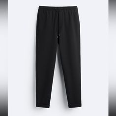 Zara Men’s Jogger Waist Pants - Black Size Large Brand New - Never Worn With Tags Missed Return Window Black Sweatpants With Pockets And Straight Hem, Black Sweatpants With Straight Hem For Work, Black Pants With Elastic Waistband And Straight Hem, Black Pants With Elastic Waistband, Black Straight Leg Joggers For Work, Zara Black Cotton Bottoms, Zara Classic Black Pants, Casual Business Bottoms By Zara, Zara Casual Business Casual Bottoms