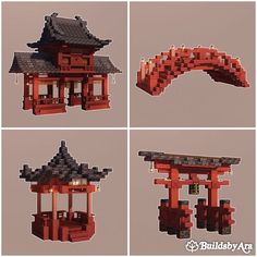 Asian Bridge Minecraft, Samurai House Minecraft, Japanese Minecraft Banner Designs, Demon Slayer Minecraft Builds, Minecraft Japanese Bedroom, Japanese Pagoda Minecraft, Cool Builds In Minecraft, Japanese Gate Minecraft, Minecraft Japanese Builds Easy