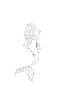 a drawing of a mermaid with long hair