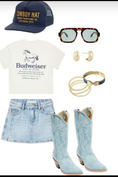 country concert outfit inspo Trendy Nashville Outfits Summer, Zb Concert Outfits, Date Night Clothes For Women, Doobie Brothers Concert Outfit, Kenney Chesney Concert Outfit, Midland Concert Outfit, Blue Cowgirl Boots Outfit, Spring Nashville Outfits