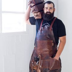 "Our full grain leather apron is one-of-a-kind. Originally a custom order, we loved the way it turned out and decided to list it. It's and sewn and stitched in our San Tan Valley workshop with only the best american leather. Comes with a lifetime warranty. Currently we have 3 color combinations, the one pictured is Harvest Natural. ✪ FEATURES * Universal fit, we can size it to fit anyone * Handcrafted, unique design * Personalization available (up to 12 Letters/Numbers) * Add a custom logo, get Butcher Apron, Copper Hardware, Leather Apron, American Leather, Kitchen Aprons, Distressed Leather, Handcrafted Leather, Linen Apron, Good American