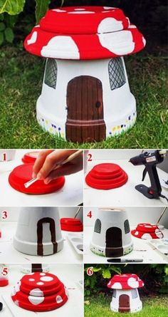 step by step instructions on how to make a mushroom house