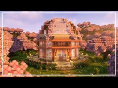 Bee Farm Ideas Minecraft, Glass Bee Dome Minecraft, Cherry Greenhouse Minecraft, Dome Building Minecraft, Big Cute Minecraft Houses, Minecraft Farm Ideas Cherry Blossom, Cherry Garden Minecraft, Cherry Minecraft Village