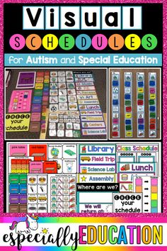 My first year in my self-contained classroom was one of the most challenging things I have ever endured. I felt unorganized and the lack of structure was truly debilitating. And then, I discovered: visual schedules. Research shows the benefits of using visual schedules with individuals with autism spectrum disorders. A visual schedule communicates the order of upcoming events or activities using photographs, objects, icons, or words. Click to read more. Self Contained Kindergarten Classroom, Self Contained Classroom Activities, Preschool Visuals, Special Education Visual Schedule, Stars Classroom