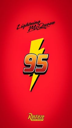 the poster for the 95th anniversary race in red and yellow with lightning queen on it