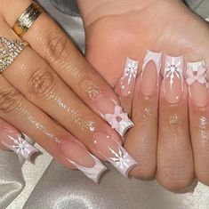 Square Pink Nails, Nails Inspo 2023, Nail Xmas, Quinceanera Nails, Fake Nails Long, Easy Nails, French Acrylic Nails