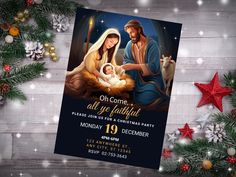 a christmas card with the birth of jesus