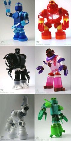 four different types of toy robot toys