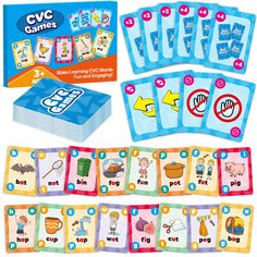 the cvc games set includes cards and matching words