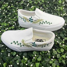 Plant Greenery Shoes Shoe Artwork, Going To The Chapel, Converse Hi, Converse Low, Hand Painted Shoes, Photo Proof, Racing Stripes, Vans Slip On, Be Okay