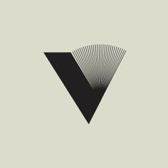 an abstract black and white logo with the letter v in it's center, on a gray background