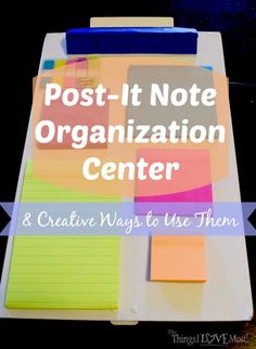 a clipboard with post - it notes on it and the words post - it note organization center