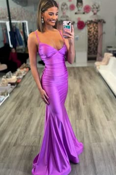 Tea Length Prom Dress, Formal Prom Dresses Long, Mermaid Style Dress, Purple Prom, Mermaid Evening Gown, Custom Prom Dress, Prom Dress Ideas