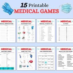 medical games for kids to play in the hospital with text overlay that reads, printable medical games