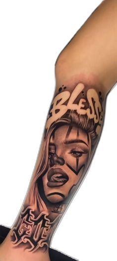 a woman's leg with a tattoo on it and the word bleash