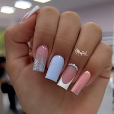 Cute Girly Nails, Light Pink Polish, Nail Art Chrome, Girly Nails, Cute Pink Nails, White Tips, Summer Nail Art, Ombre Nails Glitter, Pink Polish