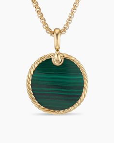 Primary Material : 18k Yellow Gold Primary Gemstone : Malachite Collection : Elements David Yurman Necklace, Malachite Pendant, Necklace Dress, Looks Black, Disc Pendant, The Circle, Yellow Gold Pendants, Pinky Ring, David Yurman