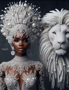 Lion Headdress, Drag Outfits, Drag Queen Outfits, Black Royalty, Dancers Outfit, Headpiece Jewelry, Fairy Clothes, White Lion