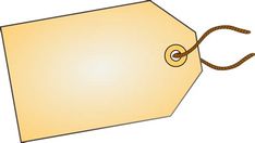 a yellow tag with a rope attached to it is shown in the shape of an octagon