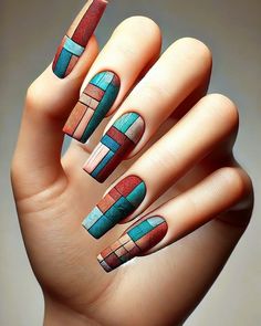 Tamara Margaryan | PATCHWORK CHIC 🌟💅 Showcase your love for fabric textures and vibrant colors with this modern patchwork nail design. The combination of bold... | Instagram Art With Fabric, Modern Patchwork, Fabric Patchwork, Dream Nails, Design Fabric, Dope Nails