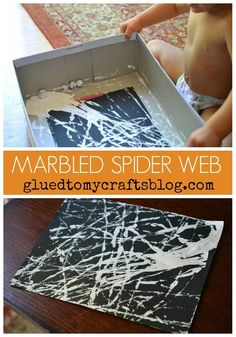 marbled spider web is an easy art project for toddlers to do with the kids