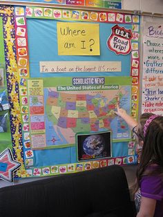 Hands-On Bulletin Boards: Geography, Math, and More | Scholastic Social Studies Bulletin Boards, Science Bulletin Boards, Interactive Bulletin Boards, Critical Thinking Activities, Where Am I, Classroom Strategies, Social Studies Elementary