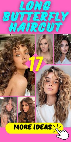 Long Butterfly Haircut Curly Hair, Haircuts For Loose Curls, Wavy Hair Butterfly Haircut, Butterfly Layers On Curly Hair, Curly Haircut Ideas Long, Curl Enhancing Haircut, Long Curly Butterfly Haircut, Butterfly Haircut With Curly Hair