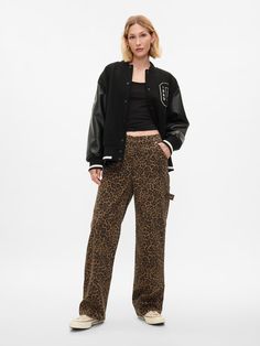 Mid Rise '90s Loose Cheetah Cargo Jeans | Gap Corporate Emo, Cheetah Jeans, Big Fur Coat, 90s Leopard Print, Cheetah Print Pants, Leopard Print Pants, Leopard Pants, Pant Trends, Jeans Cargo