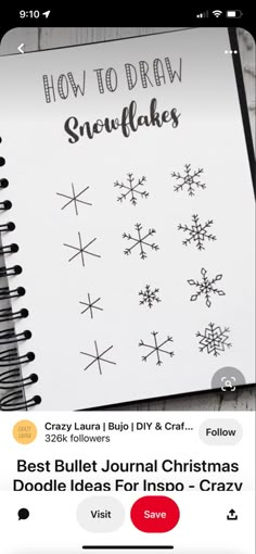 an iphone photo with the text how to draw snowflakes on it