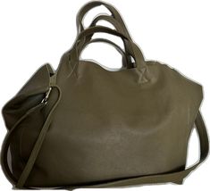 Khaki Shopping Bag With Double Handle, Khaki Double Handle Shopping Bag, Khaki Satchel With Double Handle For Daily Use, Khaki Double Handle Satchel For Daily Use, Khaki Shopping Bag With Top Carry Handle, Khaki Satchel Bag For Shopping, Khaki Top Handle Shopping Bags, Khaki Rectangular Satchel For Shopping, Green Satchel With Handle Drop For Shopping