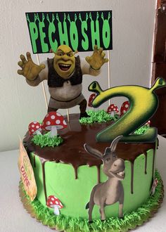 a birthday cake decorated with an image of a cartoon character