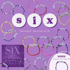 Musical Bracelet, Six Musical, Bead Things, Bracelets Sets, Themed Bracelets, Six The Musical, Pony Bead Bracelets, Bracelets Ideas, Bracelets Beaded