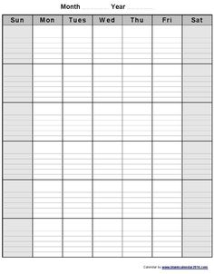 a printable calendar for the month with days and months to go in each column