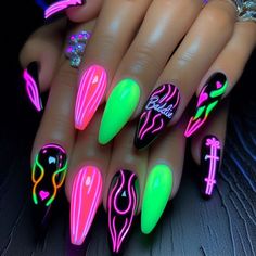 When you are in love with my design, Please remember to follow my profile and enjoy more beautiful and unique nails design Acrylic Nails Ideas Baddie, Colourful Acrylic Nails, Acrylic Nails Ideas