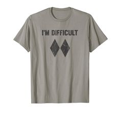 PRICES MAY VARY. This funny distressed tee shirt says I'm difficult and features the double black diamond trail slope sign. Perfect for men women and kids who gets this winter joke and loves to ski or snowboard. Makes a great birthday gift or cool Christmas present for friends and family, especially skiers and snowboarders. Lightweight, Classic fit, Double-needle sleeve and bottom hem Christmas Present For Friends, Black Diamond Ski, Winter Jokes, Ski Shirt, Christmas Presents For Friends, Ski Shirts, Double Black, Best Christmas Presents, Distressed Tee