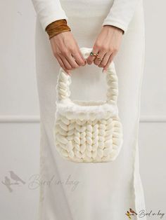 Bird in Bag - New Fashion Braid Casual White Bags For Winter, White Casual Winter Bags, Casual White Winter Bag, Bags Pattern, Plain Style, Crochet Bag Pattern, Black Crochet, Crochet Bags, Style Minimalist