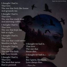 a woman's profile with birds flying above her and the words i thought that we had it