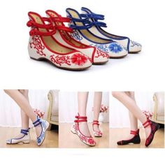 Chinese Old Beijing Women Wedges Embroidered Traditional Cloth Dance Flat Shoes                                                                                                                               Style: casual Material: cloth Inside material: cloth Sole material: TPR Opening depth: shallow mouth Style: round toe Heel height: low heel (1-3cm) With the bottom style: increased Closed: set foot Pattern: plant flowers Packge:1 pair of Embroidered Cloth Shoes 1. Please allow 1-3cm measuring Flat Shoes Style, Chinese Shoes, Chinese Embroidered, Women Wedges, Fashion Shoes Flats, Pointe Shoes, Round Toe Heels, Womens Wedges, Light Effect