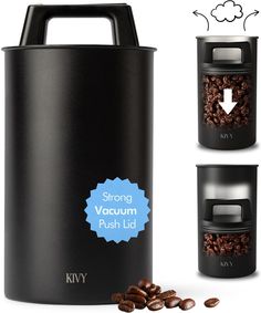 PRICES MAY VARY. PRESERVE FRESHNESS LONGER: Keep your coffee beans and ground coffee fresh longer with this vacuum coffee canister compared to common coffee canisters. The airtight seal ensures no air enters, making it an essential item in your coffee accessories collection. MAINTAIN COFFEE AROMA: Experience the rich aroma of your coffee every morning. This stainless steel coffee container with an airtight lid locks in the flavor, enhancing your coffee bar setup and delighting your senses. DURABLE AND RELIABLE: Crafted from premium stainless steel, this coffee storage container withstands daily use. Its robust design makes it an indispensable coffee bean container, perfect for both home and café use. EASY TO USE AND CLEAN: Simplify your coffee routine with this user-friendly coffee holder. Coffee Bar Setup, Coffee Storage Containers, Coffee Bean Storage, Coffee Canisters, Coffee Holder, Coffee Aroma, Coffee Container, Bar Setup, Coffee Storage