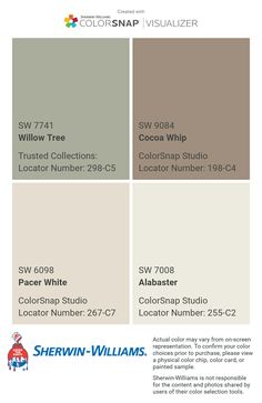 the color scheme for sheryln williams's paint swatches, which are available in