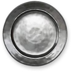 an empty metal plate on a white background