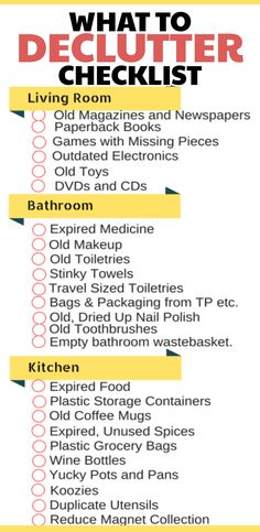 Checklist: What To Declutter (and throw away!) How To Declutter Your Home, Declutter Life, What To Declutter, Spring Organization, Home Organization Tips, Start Decluttering