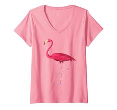 a pink flamingo t - shirt with an image of a bird on it's chest